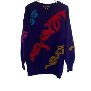 Escada Margaretha Ley Pullover Wool Vintage Sweater Made in Germany Sz 40